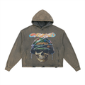 Vintage Washed Frayed-Hem Hoodie