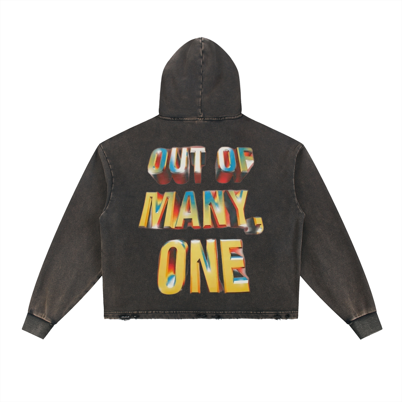 Vintage Washed Frayed-Hem Hoodie