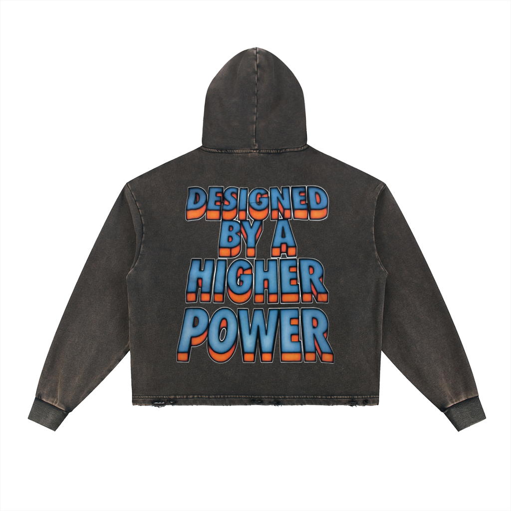 Vintage Washed Frayed-Hem Hoodie