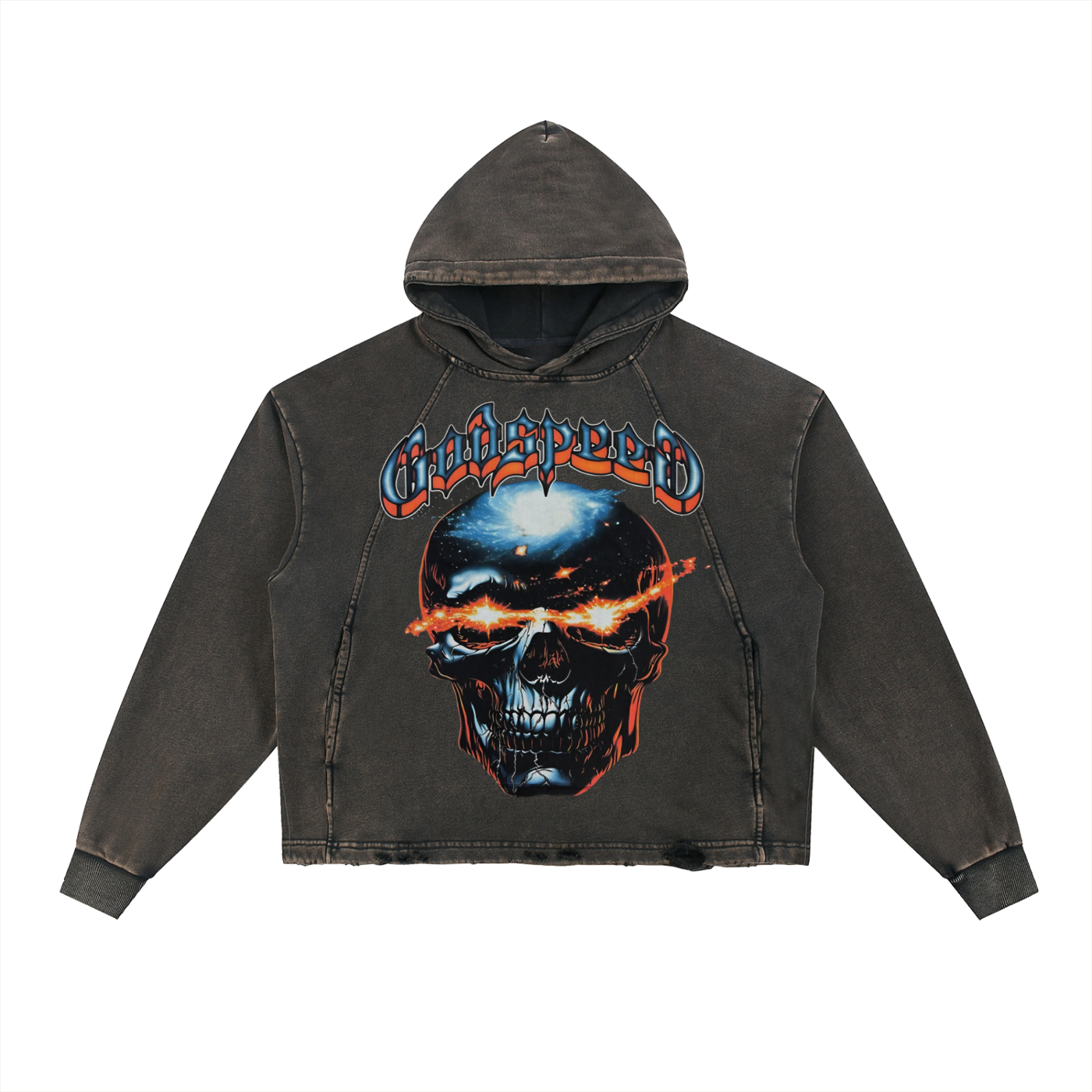 Vintage Washed Frayed-Hem Hoodie