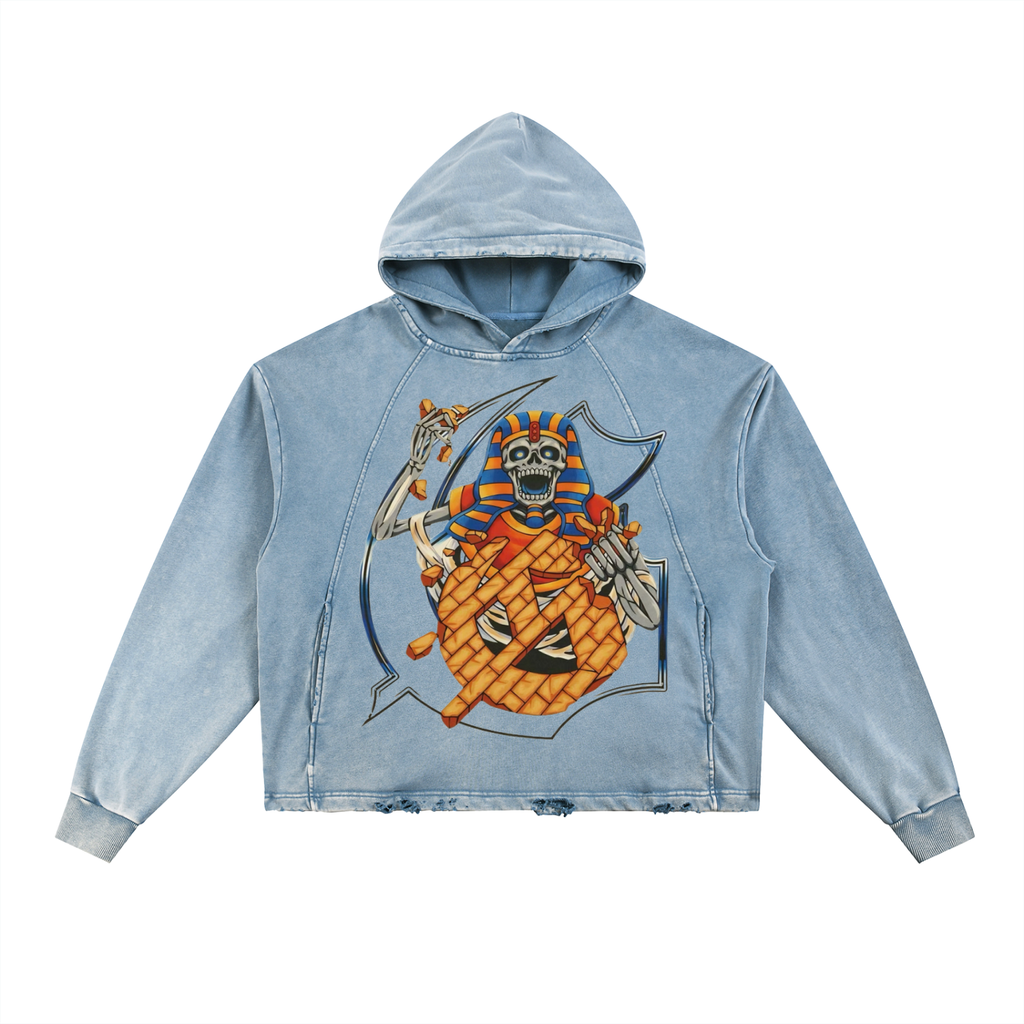 Vintage Washed Frayed-Hem Hoodie