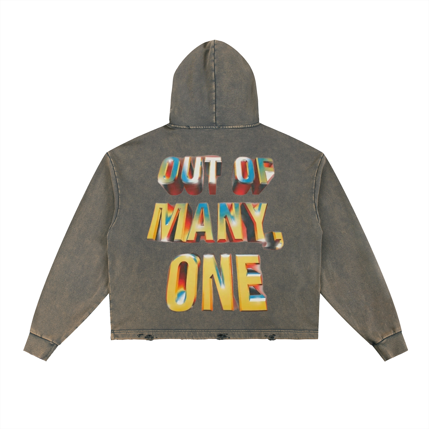 Vintage Washed Frayed-Hem Hoodie