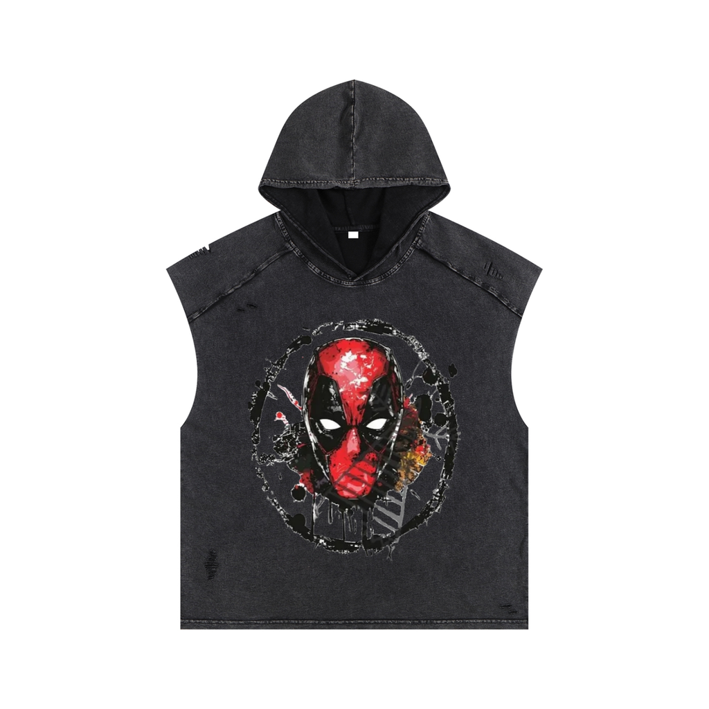 Snow Washed Boxy Hooded Tank Top