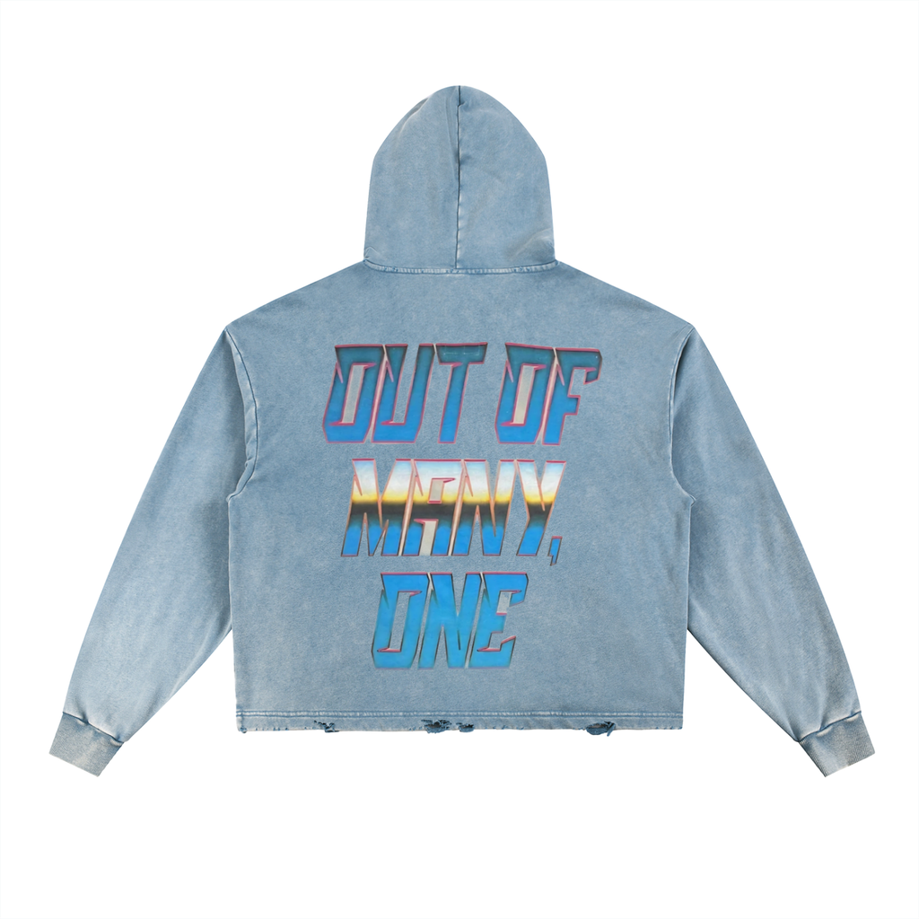 Vintage Washed Frayed-Hem Hoodie